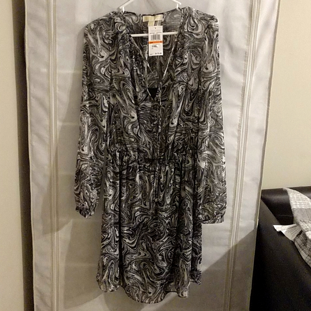 Michael Kors White/Blk/Silver Dress S